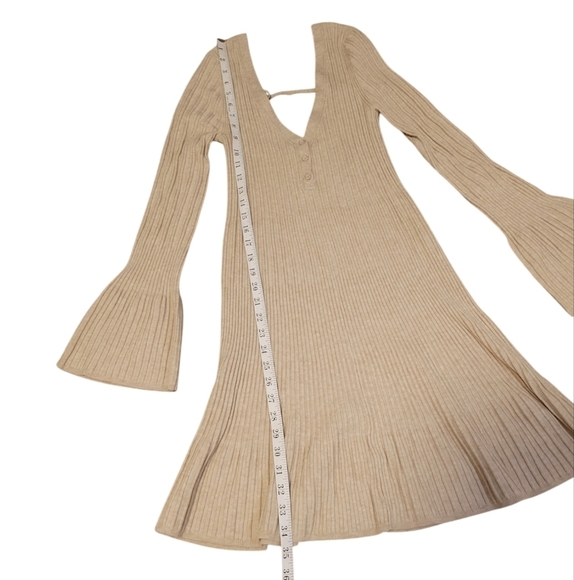 Daily Practice by Anthropologie Bell Sleeve Sweater Dress Ribbed Knit Medium - Picture 5 of 9